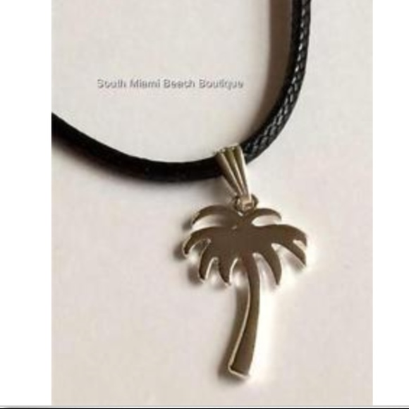 Silver Coconut Palm Tree Necklace Island 17-19" - Picture 3 of 8